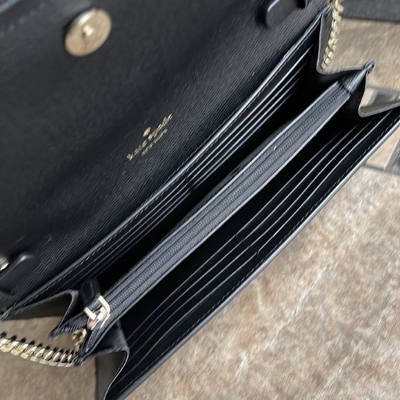 Kate Spade Chain Wallet Crossbody Clutch Black - Picture 7 of 16